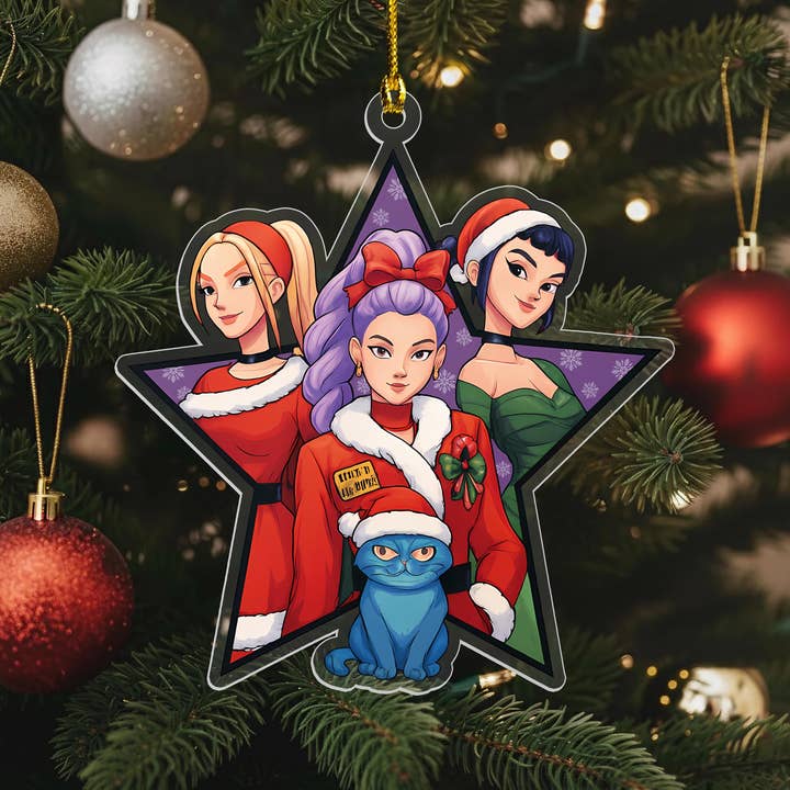Kpop Demon Hunter Christmas Acrylic Ornament, Huntrix Xmas for wholesale by Embrova