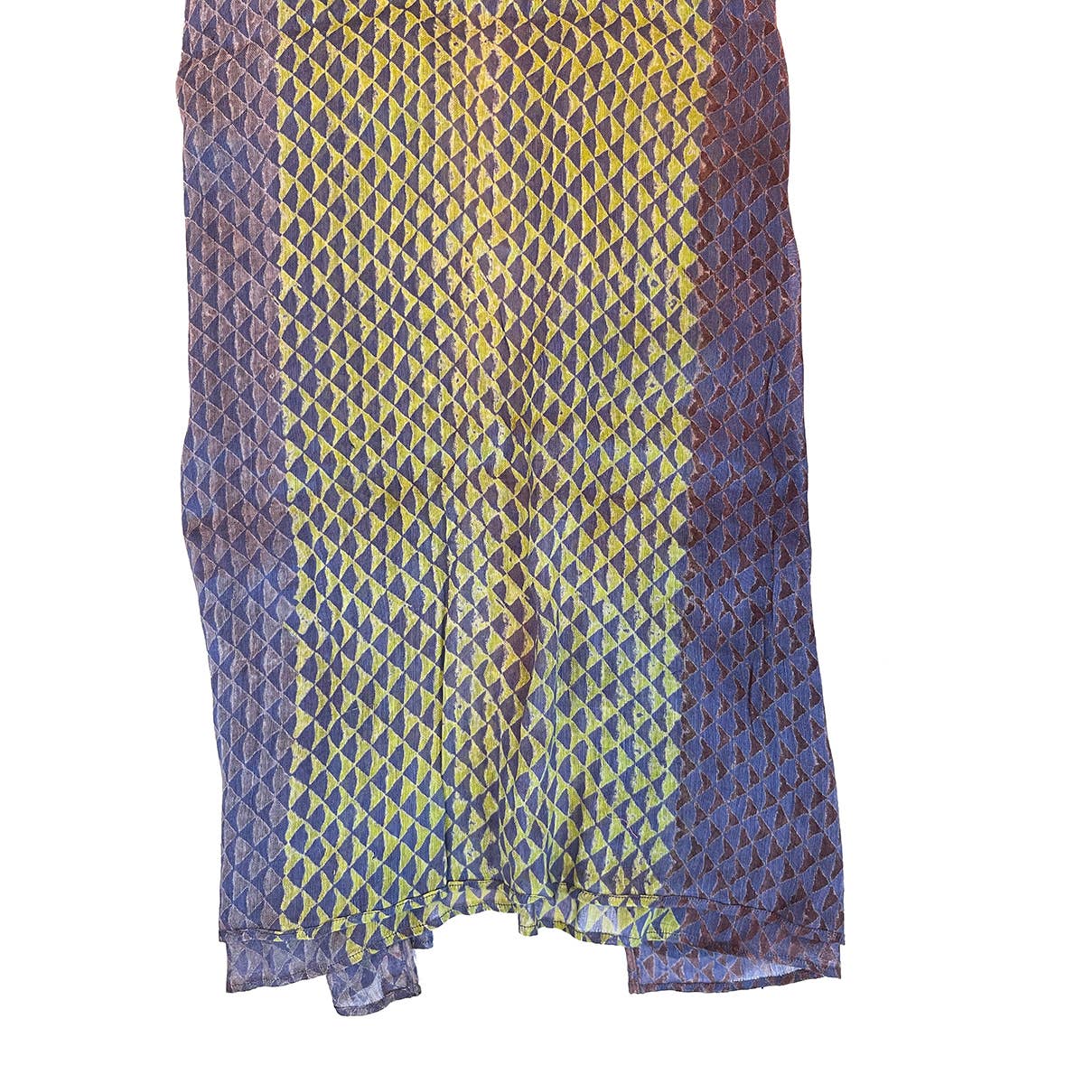 Little Journeys Chicago - Wholesale Scarf - Women's - Block Print Cotton Scarf - Triangles Blue1