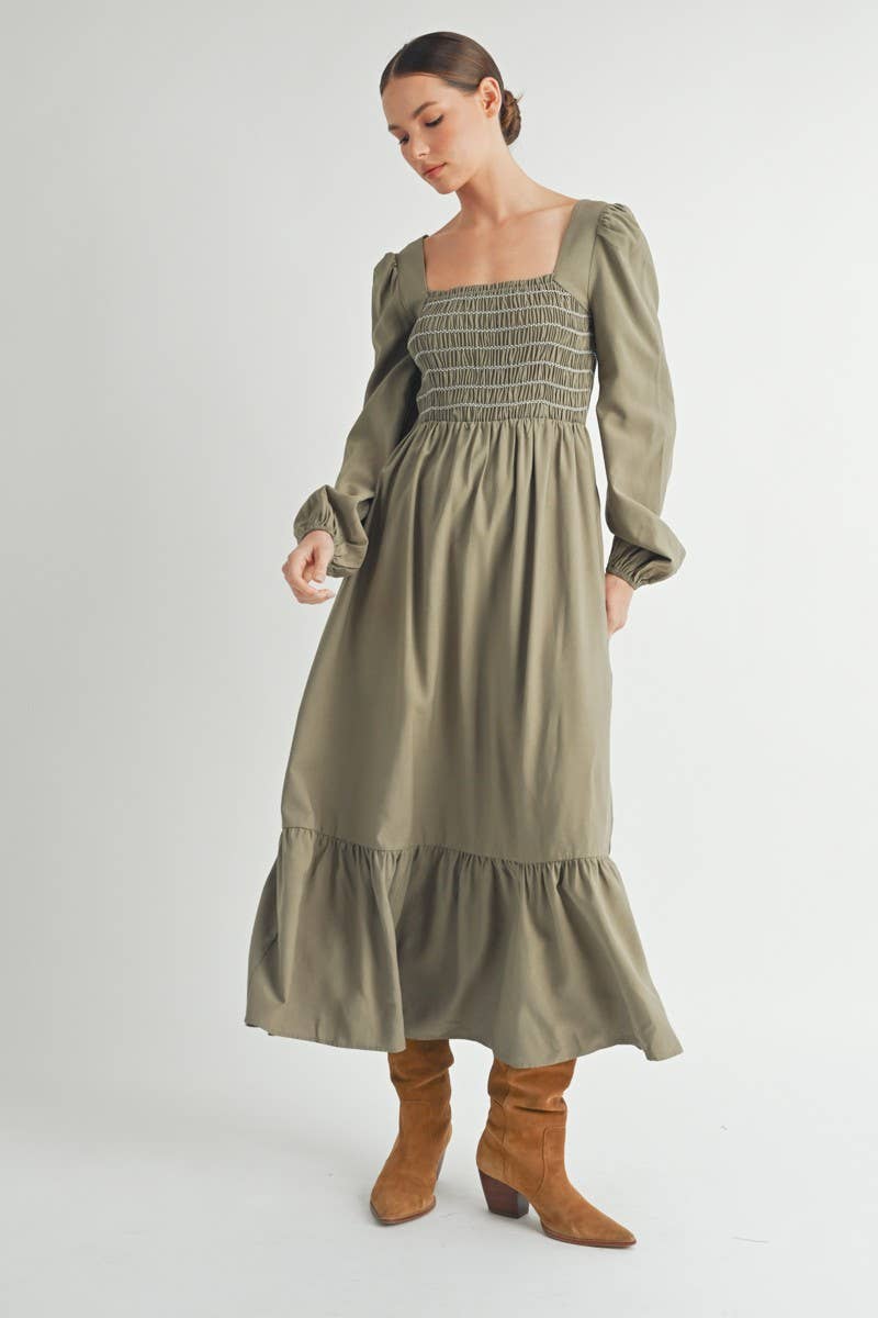 OLIVE Smocked Maxi Dress -1 for wholesale on Faire4