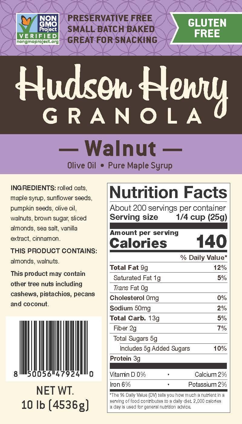 Hudson Henry Baking Co. - Wholesale Granola - Maple Walnut Granola - BULK 10# (4-2.5# bags)1
