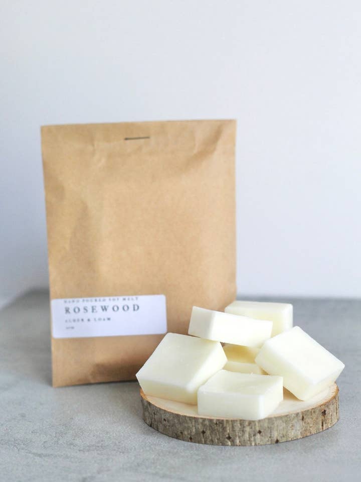 Rosewood Soy Wax Melts, Hand Poured, Eco Friendly, 2.5 oz for wholesale by Alder and Loam