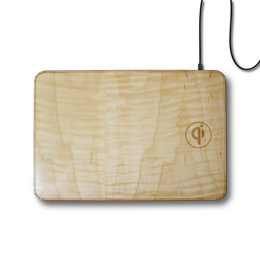 WUDN Handcrafted - Vendita all'ingrosso Tappetino per mouse - Grande tappetino per mouse in vero legno con ricarica rapida wireless da 15 watt10