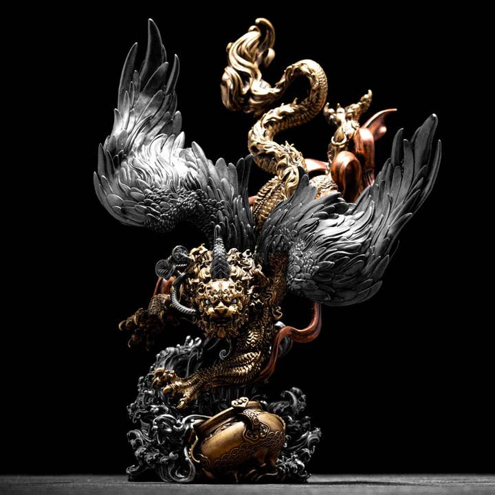 Winged Pixiu Guardian Figurine for wholesale by Coppertist.wu
