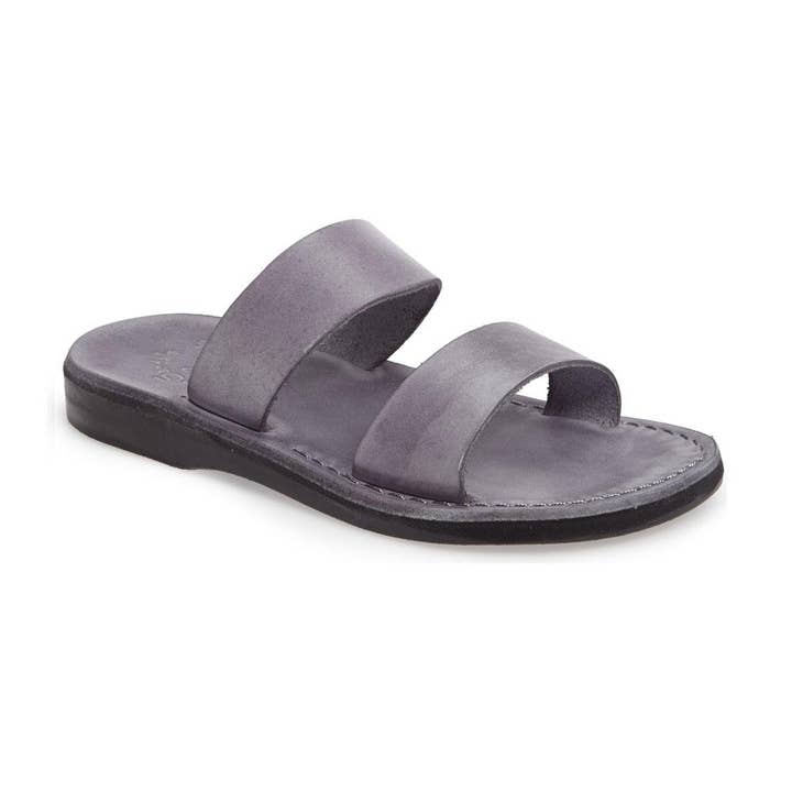 Aviv - Leather Wide Strap Sandal | Gray for wholesale by Jerusalem Sandals