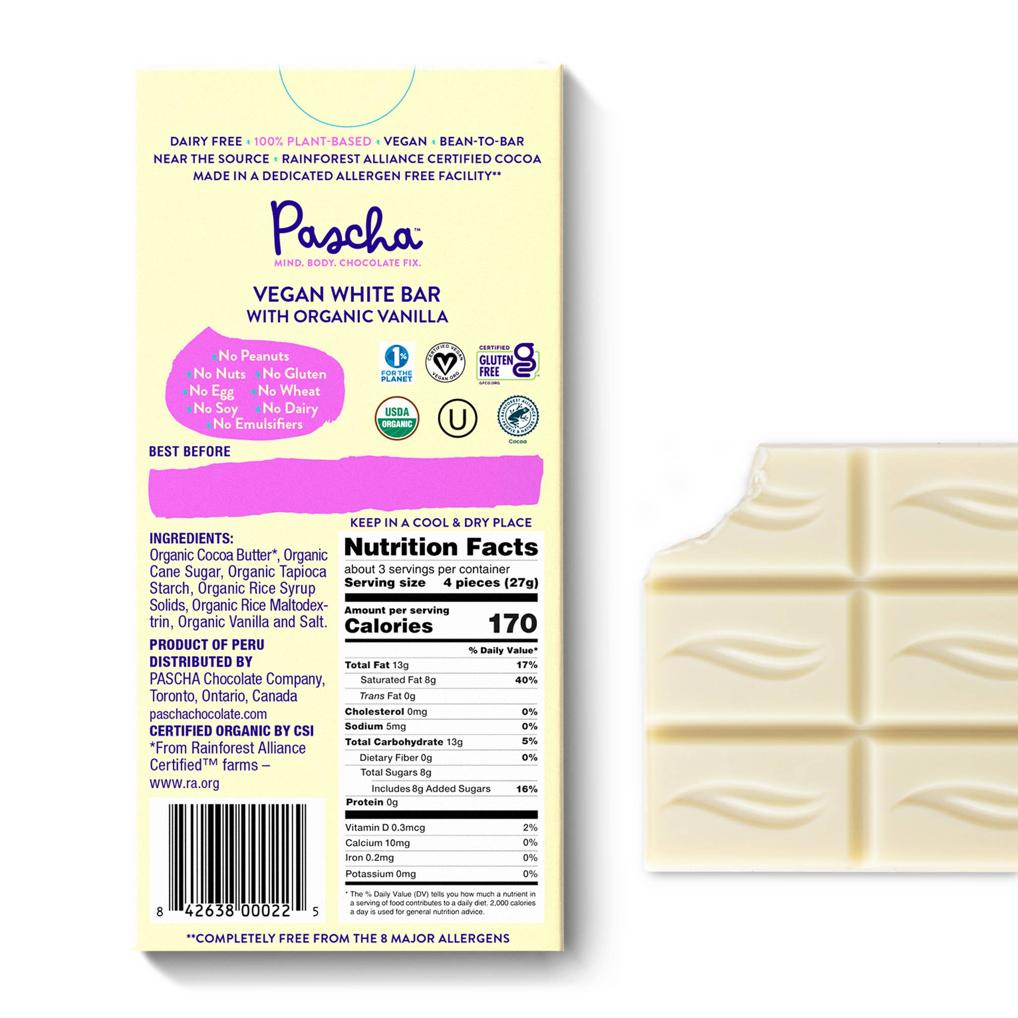 Pascha Chocolate Company - Wholesale Chocolate Bar - Organic Vegan White Bar1