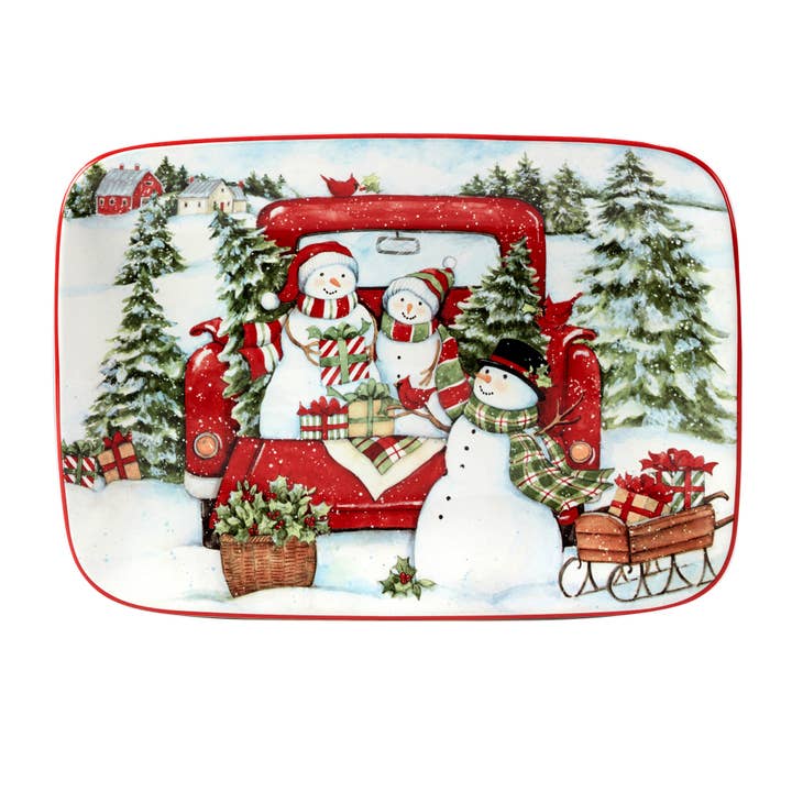 Red Truck Christmas Rectangular Platter 14in x 10in for wholesale by Certified International