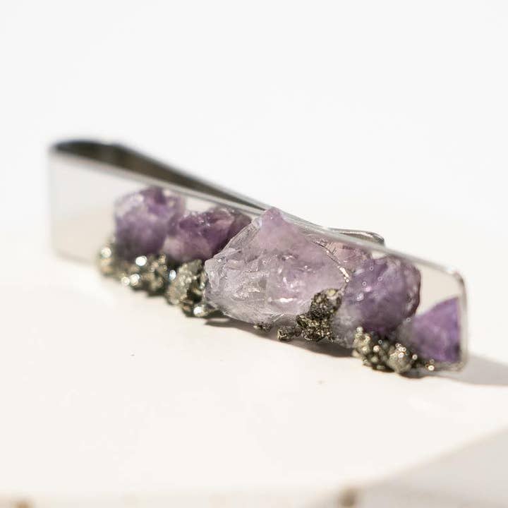 Rå ametyst stål Tie Bar for engroshandel hos GEAUXD raw stone