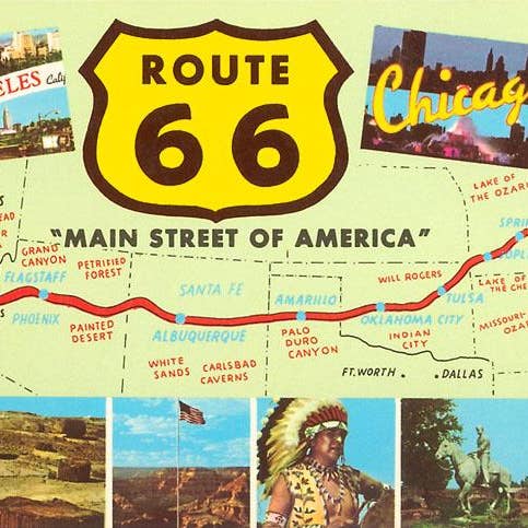 Art Print RS-190 Map of Route 66 for wholesale by Found Image Press