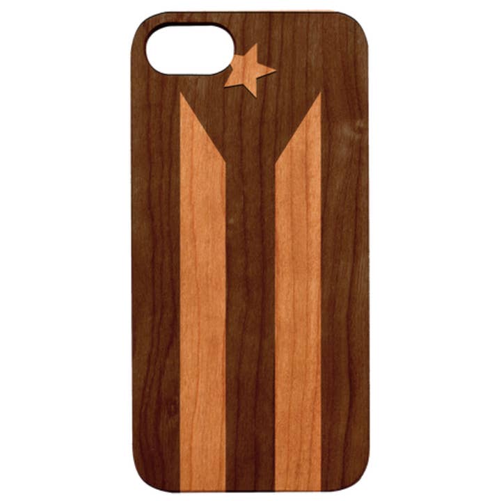 Körsbärsträ - flagga Puerto Rico Graverad för wholesale av OTTO CASE