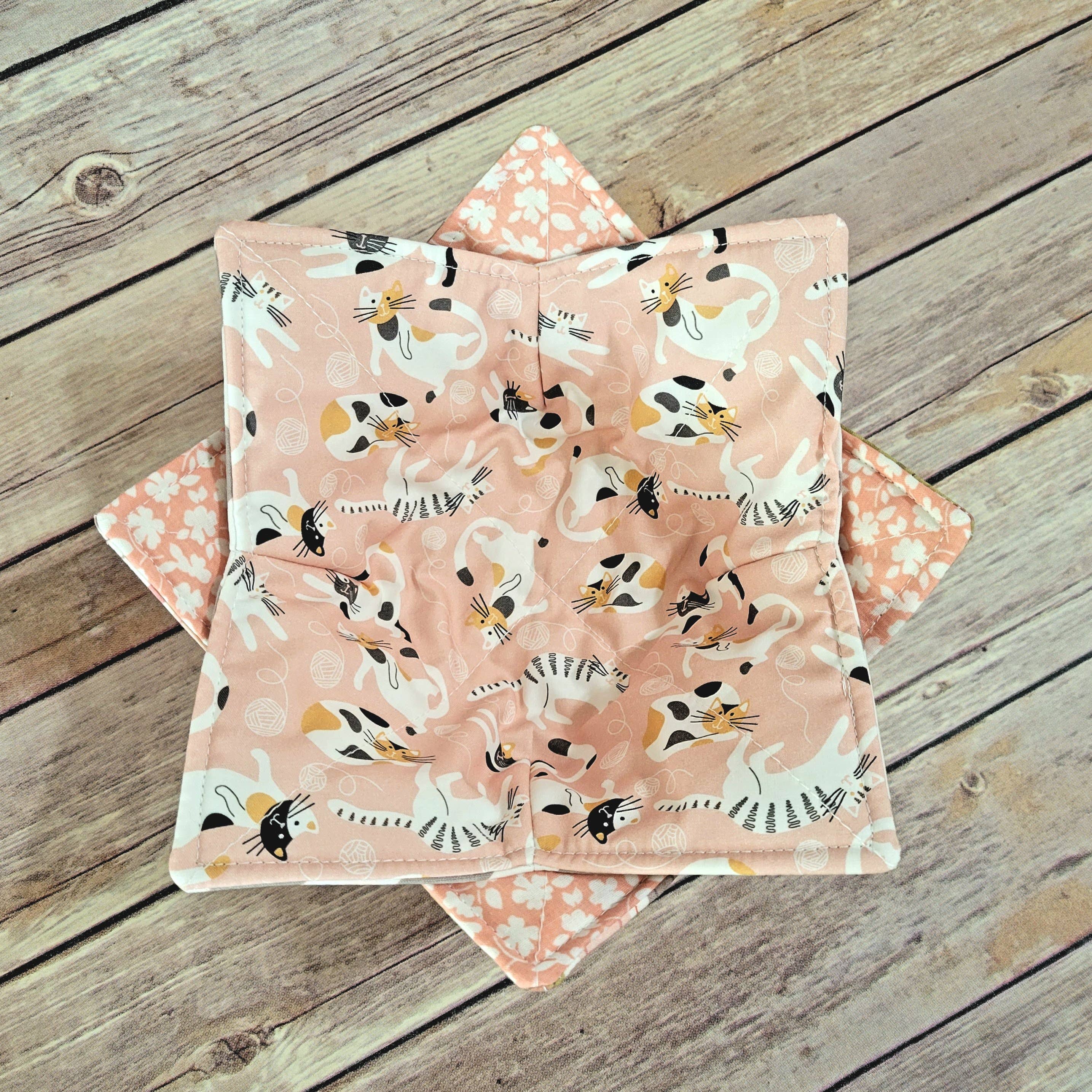 Burpie Bibs Boutique - Wholesale Oven Mitt/Pot Holder - Cat Bowl Cozy | Flower Cat Kitten Hot Pad | Padded Holder0