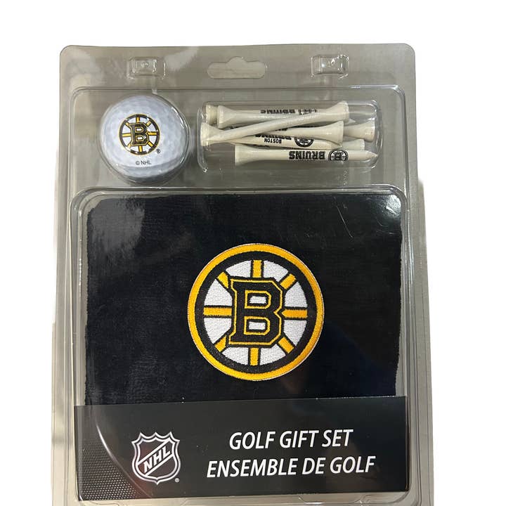Ensemble cadeau serviette, balle, tees Boston Bruins pour la vente par CaddyPro Golf Products Ltd.