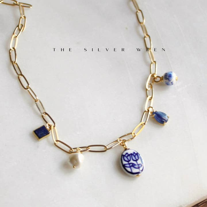 The Silver Wren - Wholesale Pendant/Charm Necklace - Flower Multi Charm Necklace