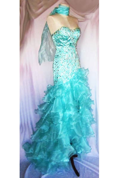 Chicas - Vente Robe de soirée – femme - Robe de bal longue en organza à décolleté cœur avec jupe asymétrique C851514