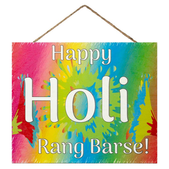 JennyGems - Wholesale Sign - Happy Holi Rang Barse Wooden Sign