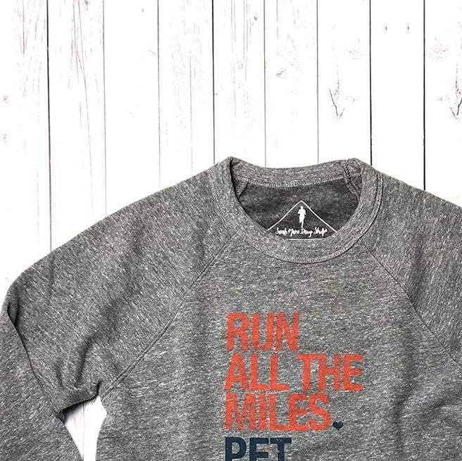 Run All The Miles, Pet All The Dogs Sweatshirt for wholesale by Sarah Marie Running Co