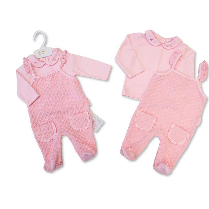 Baby Girls Jacquard 2 pcs Dungaree Set with Pockets for wholesale by Sheldon International
