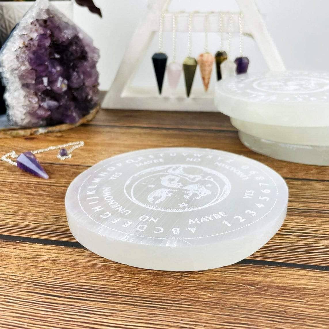 Rock Paradise - Wholesale Crystal Charging Plate - Crystal Selenite Etched Charging Plate Engraved3