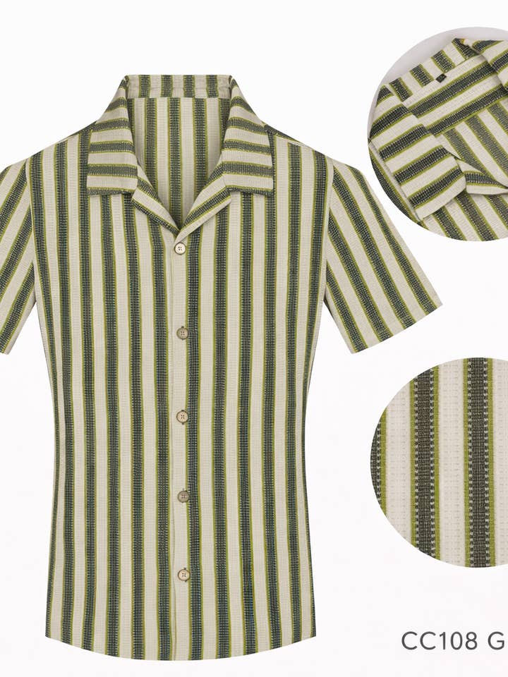 Chemise à manches courtes à col cubain Courte pour la vente par Perruzo