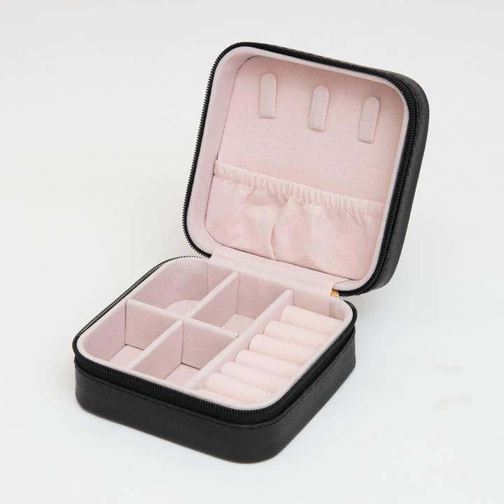 Sensibling Corp. - Wholesale Jewelry Box/Organizer - Faux Caviar Leather Portable Square Jewelry Box