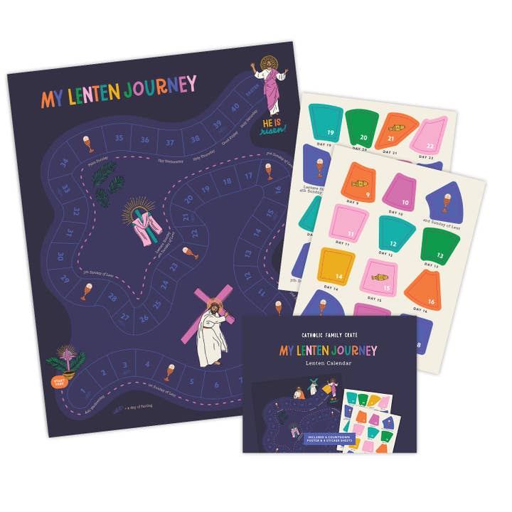"My Lenten Journey" Interactive Lent Sticker Calendar for wholesale by Catholic Family Crate®