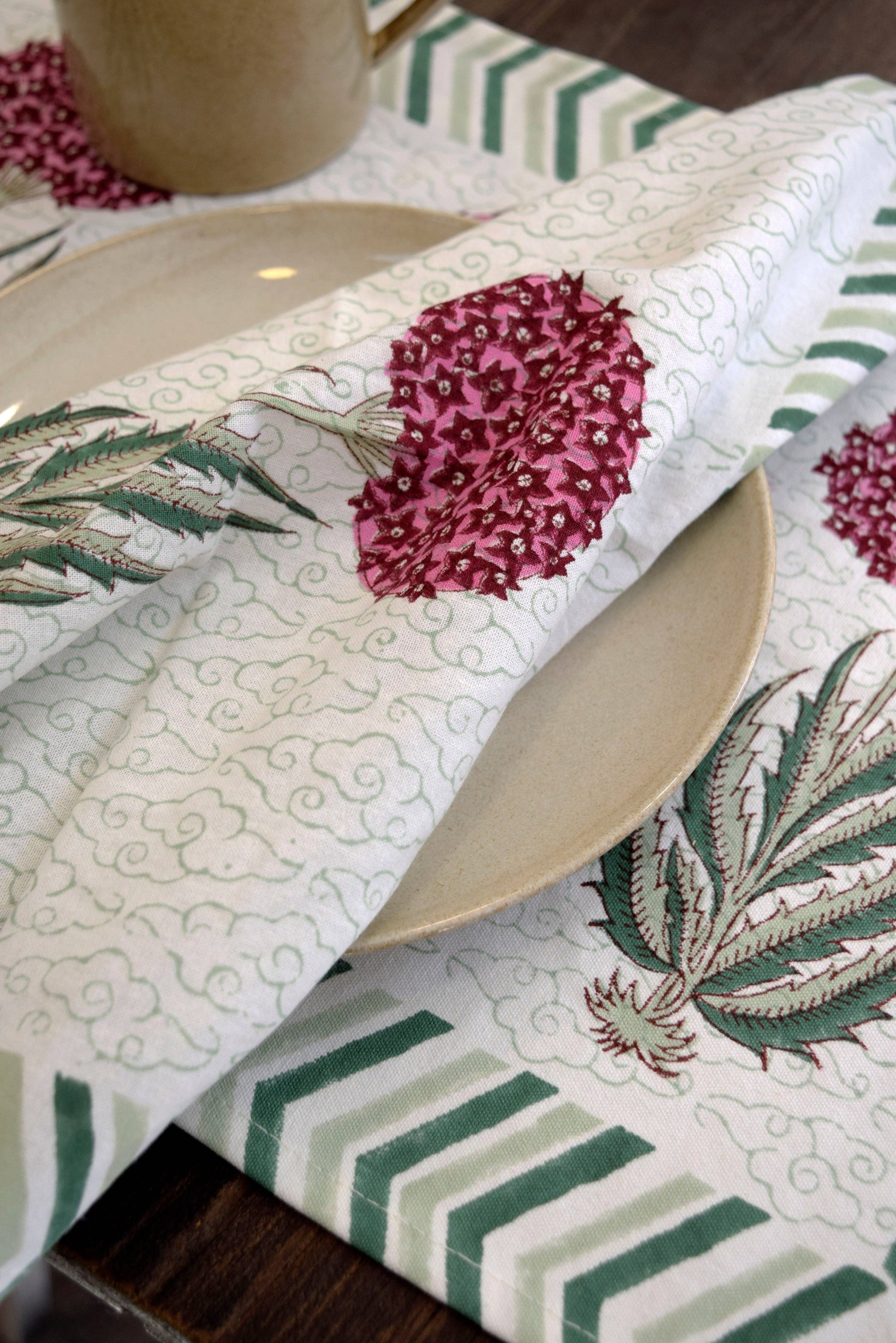 Kapda Casa – wholesale Tablecloth – Flor Hortensia: Manteles Individuales | 6 Servilletas | Juego de Comedor |50x30cm1