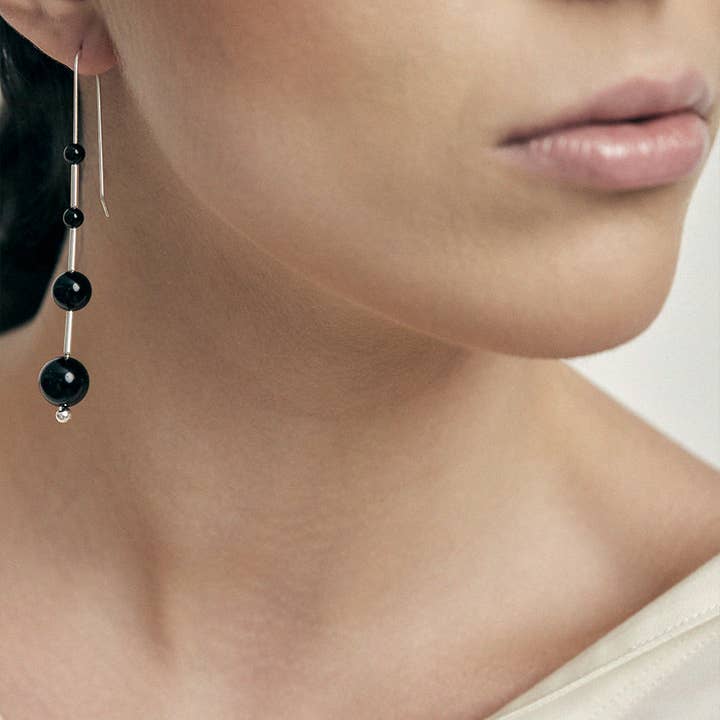 Maslo Jewelry – wholesale Dangle earrings – Idole Earrings Large Black Onyx2