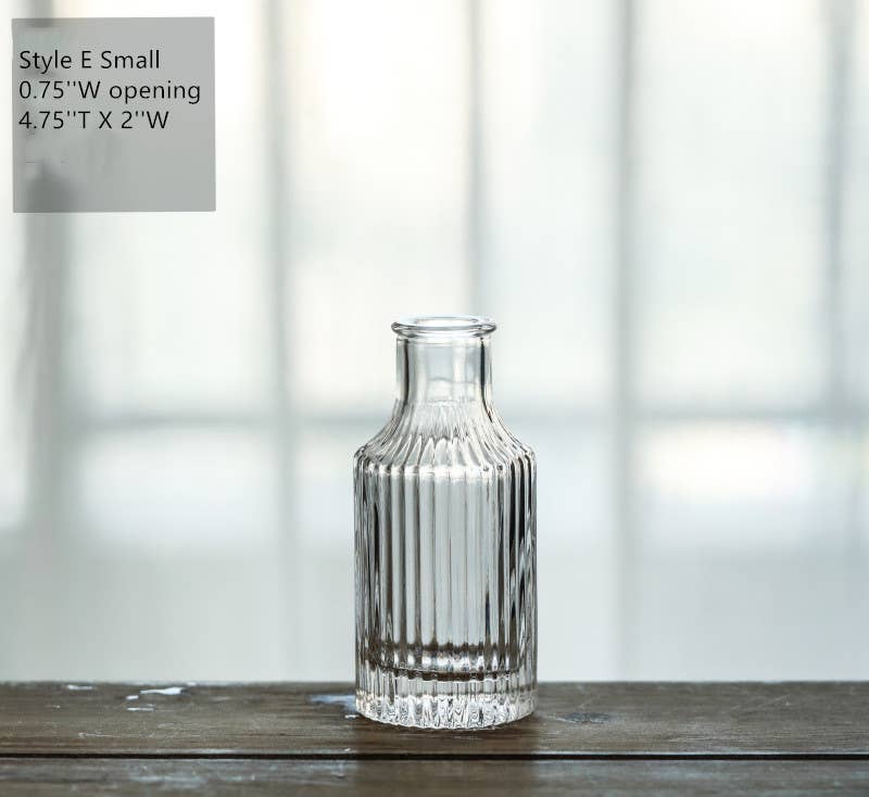 Sweet Home Deco - Wholesale Vase - Pleated Glass Bud Vase, Small Glass Vases, Clear12