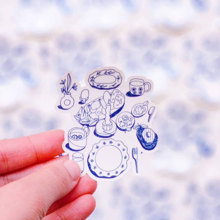 Mesa de Jantar Still Life Die Cut Adesivo por atacado de Full Bloom and Co.