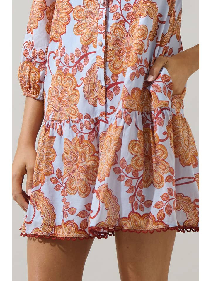 BROWN BLU Siany Floral Yamila Ruffle Mini Dress for wholesale on Faire4