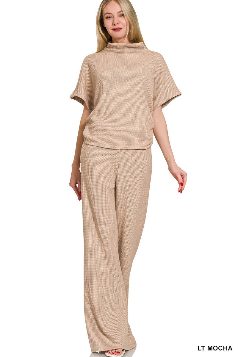 Vanilla Monkey - Wholesale Lounge Set - Women's - Sweater Mock Neck Short Sleeve Top &amp; Long Pants Set6