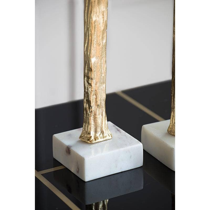 A&B Home Group Inc. - Wholesale Decorative Figurine - 5.5x5.5x32" Elongated Gold Roman Statue on White Marble Base2