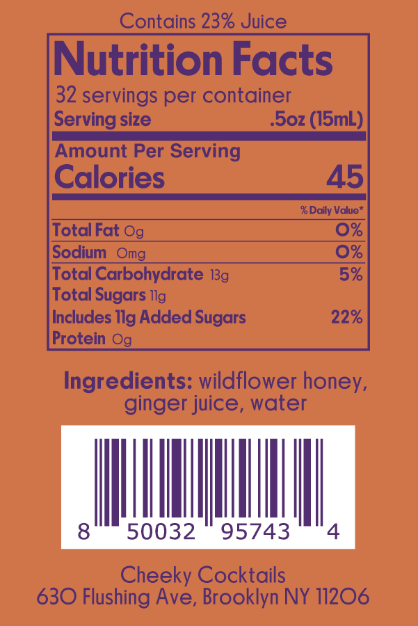 Cheeky Cocktails - Wholesale Cocktailmix/siroop - Honing-gembersiroop 16oz2