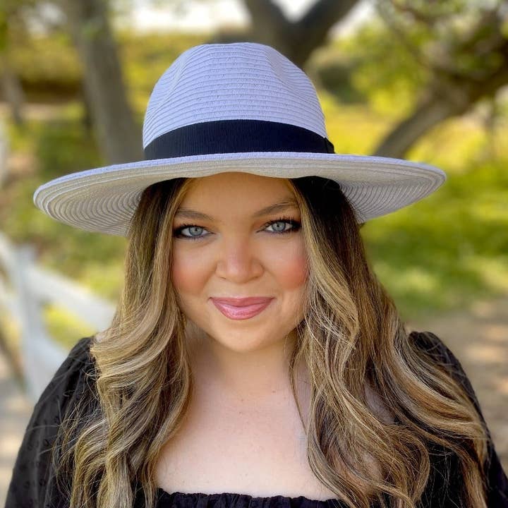Sungrubbies - Wholesale Straw Hat - Women's - Stevie Fedora Hat For Women Wide Brim