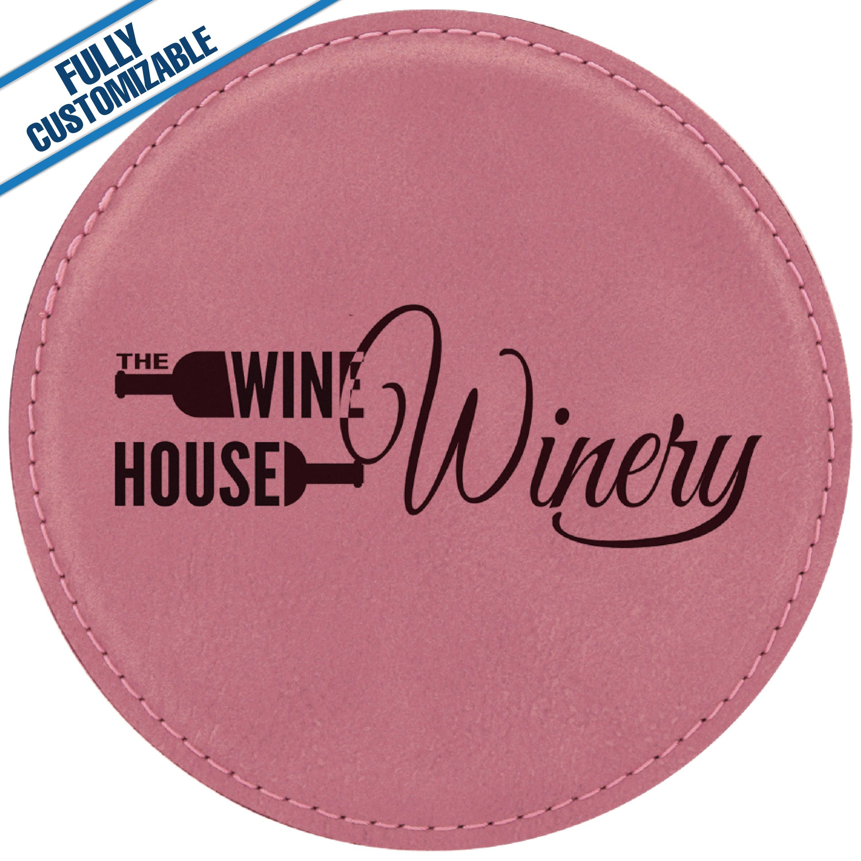 GiftWorksPlus - Wholesale Coasters - Engraved Leatherette Round Coasters - Fully Customizable6