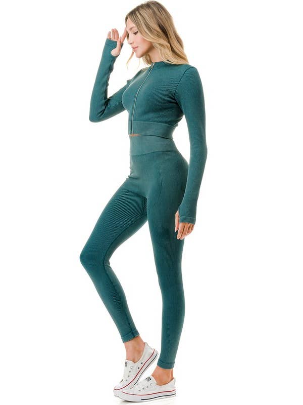 MIO WHOLESALE - Wholesale Activewear Set - Women's - JA40MWSET MINERAL WASH ZIP-UP SET5
