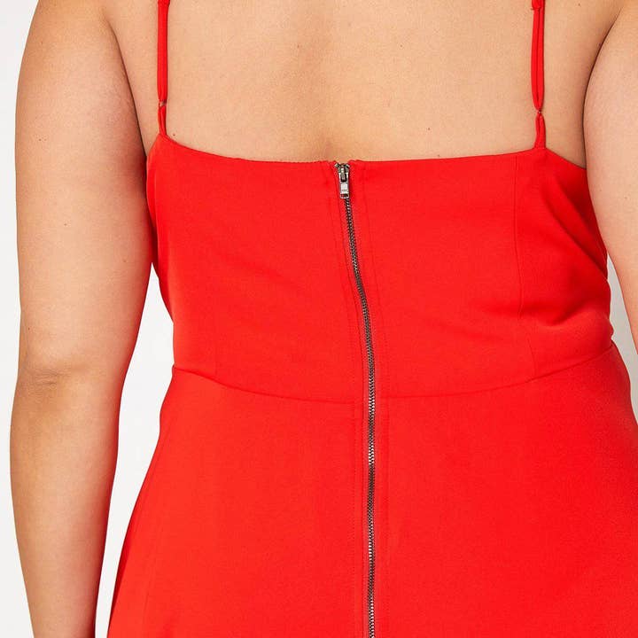 Nurode's Plus Size V-neck Cocktail Dress in Poppy Red for wholesale on Faire2
