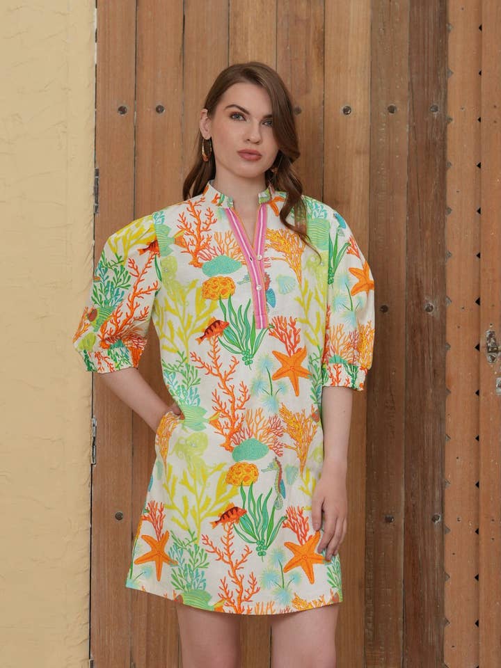 Coral Reef Printed Mini Dress for wholesale by Avani Del Amour