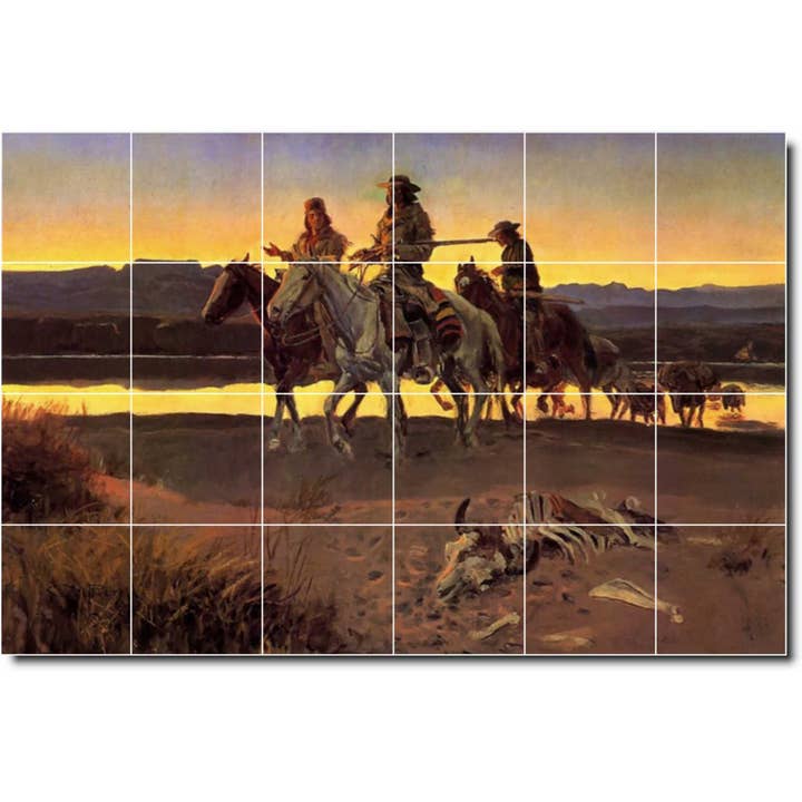 Mural de azulejos de cerámica de nativos americanos PT07761 para venta al por mayor de Picture-Tiles.com