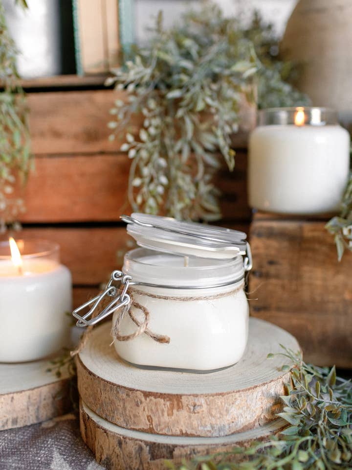 Heirloom Hinged Glass Jar Vintage Candle-Wholesale for wholesale by The Little Burlap Barn®