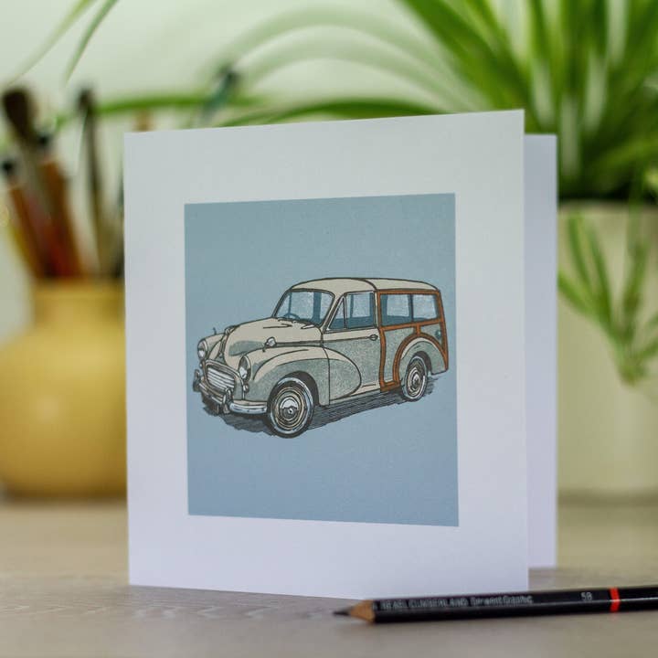 InkyCrow Art - Wholesale Everyday Greeting Card - Morris Minor Traveller Greetings Card3