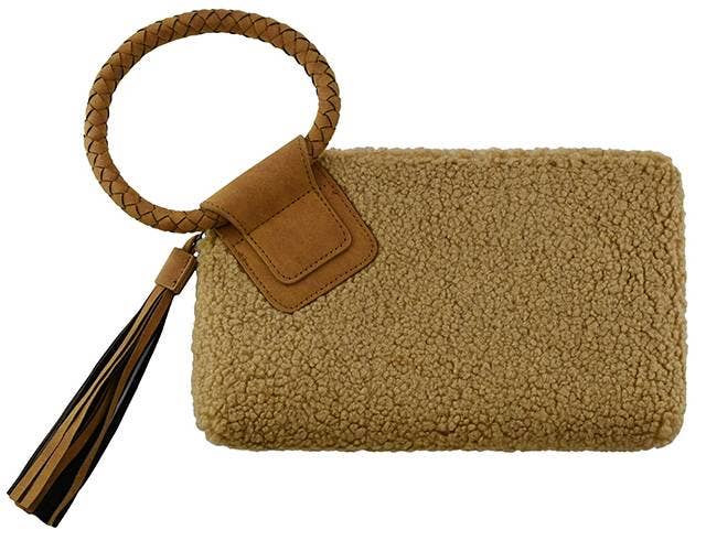 MiMi Wholesale - Wholesale Wristlet - BP204SH Sherpa Cuff Handle Tassel Wristlet/Clutch7
