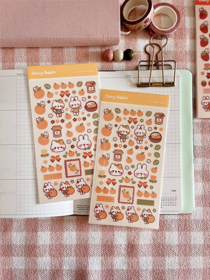 Sweet Orange Sticker Sheet no.104 for wholesale by Cherry Rabbit