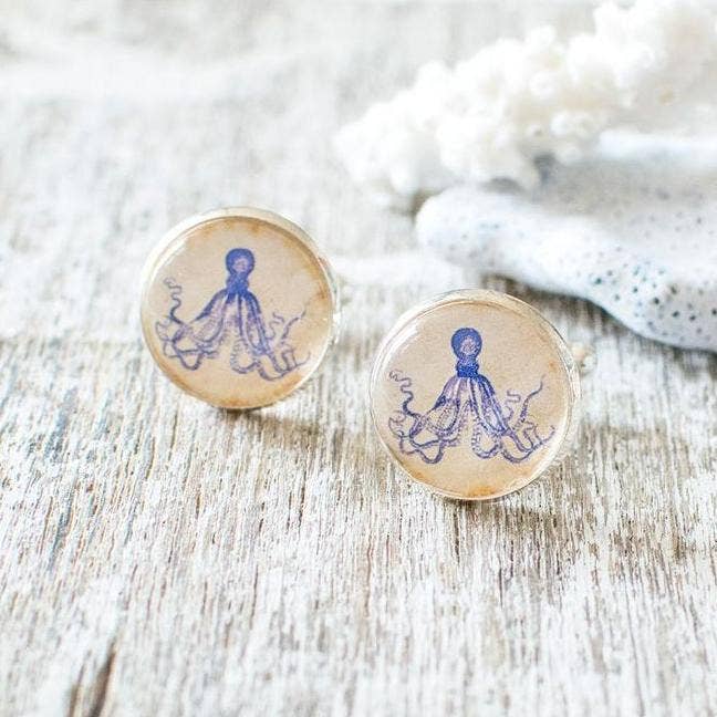 Juju Treasures - Wholesale Cufflinks - Blue Octopus Cufflinks