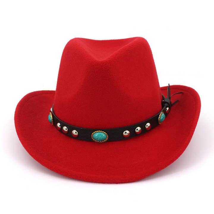 Turquoise Trim Felt Western Cowboy Hat_CWAH1775 for wholesale by ACCITY