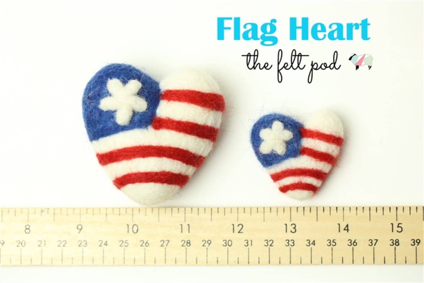 The Felt Pod - Venta al por mayor Material para manualidades - Bandera estadounidense Felt Hearts de 4 y 6 a 7 cm 3