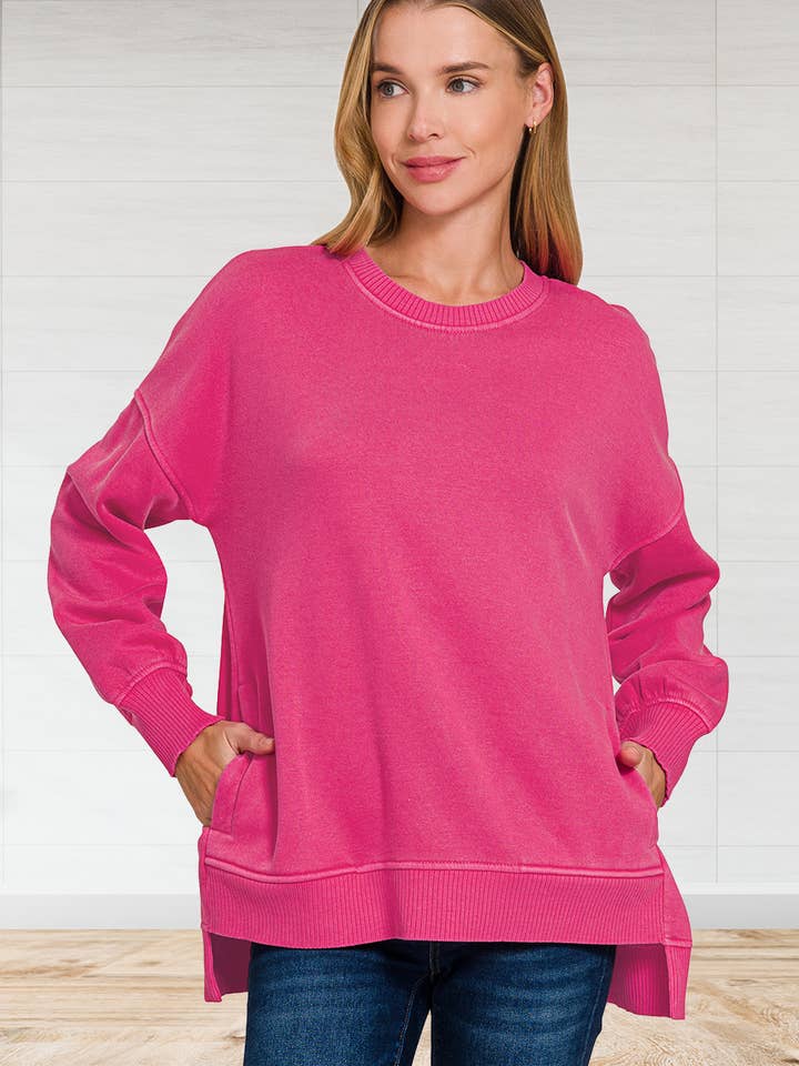 42POPS – wholesale Sweatshirt – Women's – .Fleece Hi-Low Hem Pullover w/ pockets5