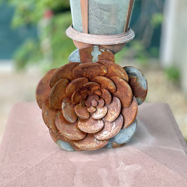 Home Kreation by KK dba Kraft Klub - Wholesale Outdoor Ornament/Decor - HANDMADE GRAY ZINC W/RUST GARDEN ROSE