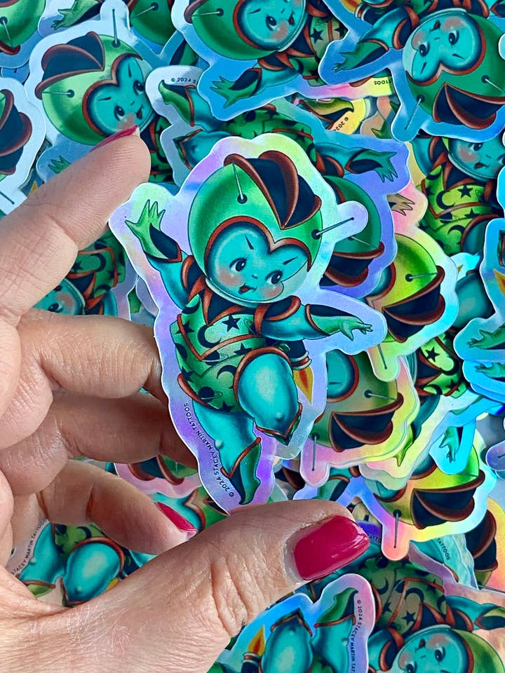 Ruby Jean the Space Queen Kewpie Sticker by Stacey Martin Ta for wholesale by Stacey Martin Tattoos