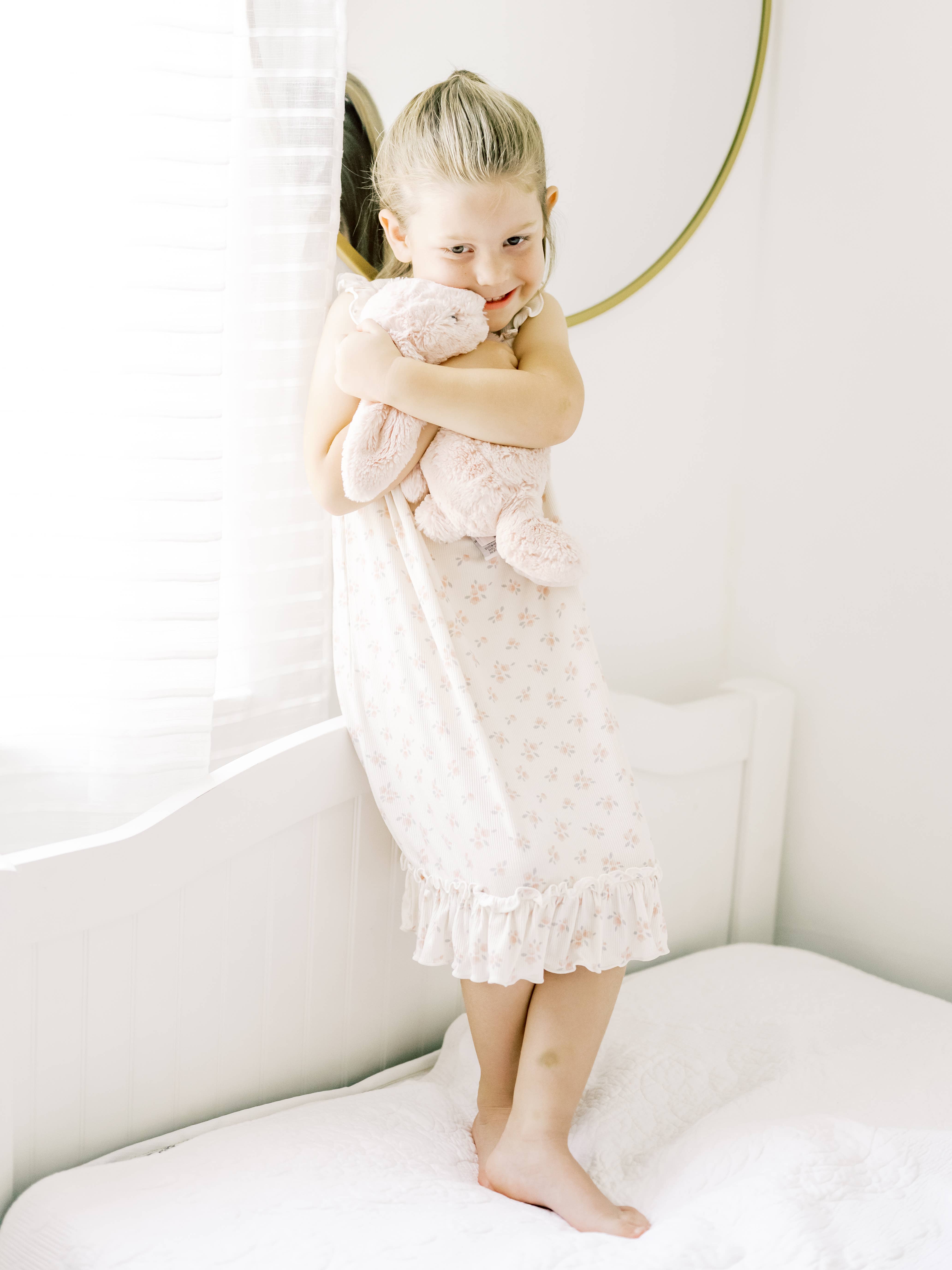 Dreamy Skies Baby - Wholesale Nightdress - Kids - Ribbed Bamboo Nightgown in Ellie Floral8