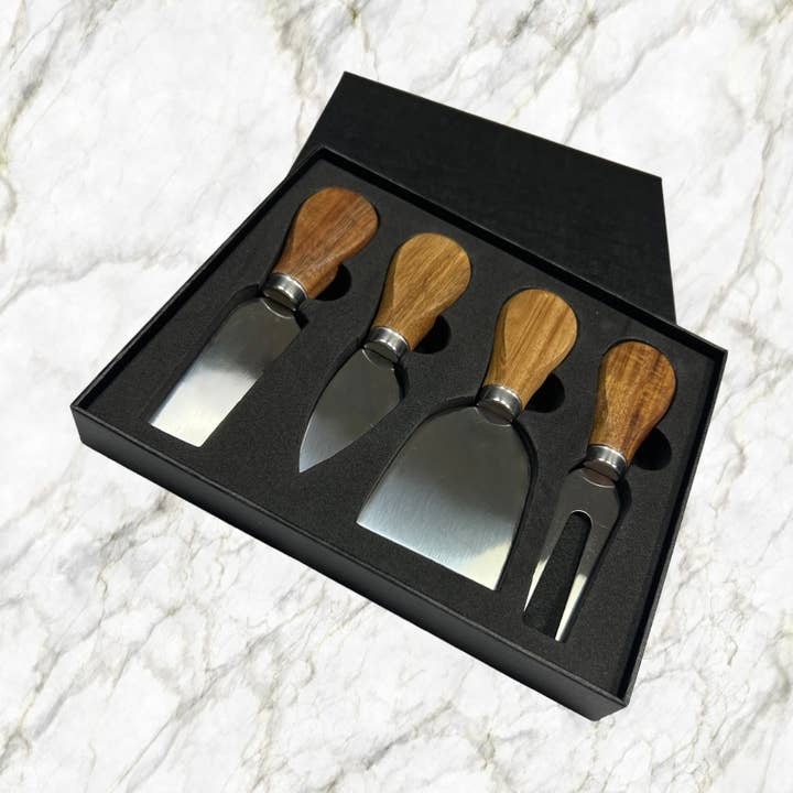 Kitchenware Imports - Wholesale Kitchen utensil set - Small Utensils set of 4 Acacia Wood in Black gift box0